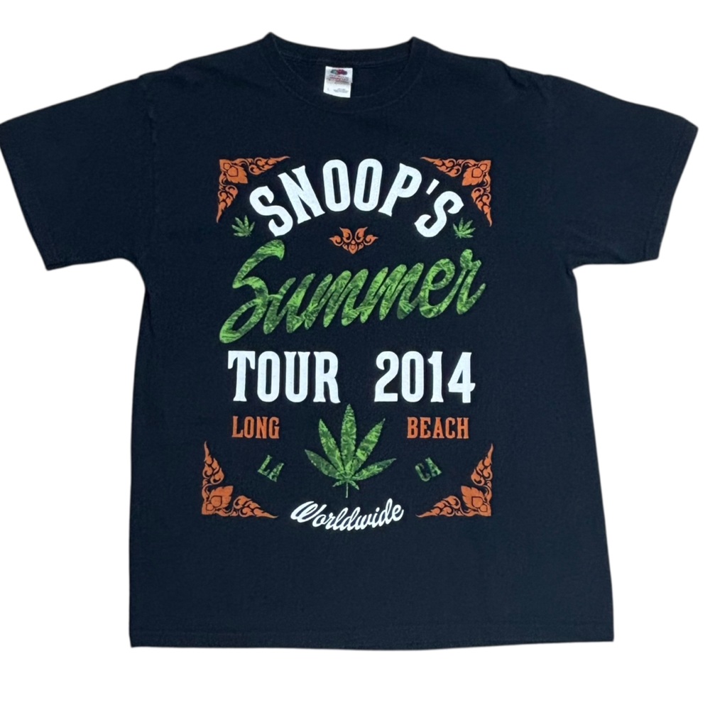 Snoop Dogg Summer Tour 2014 Black  Short Sleeve Crew Neck Concert Tee L